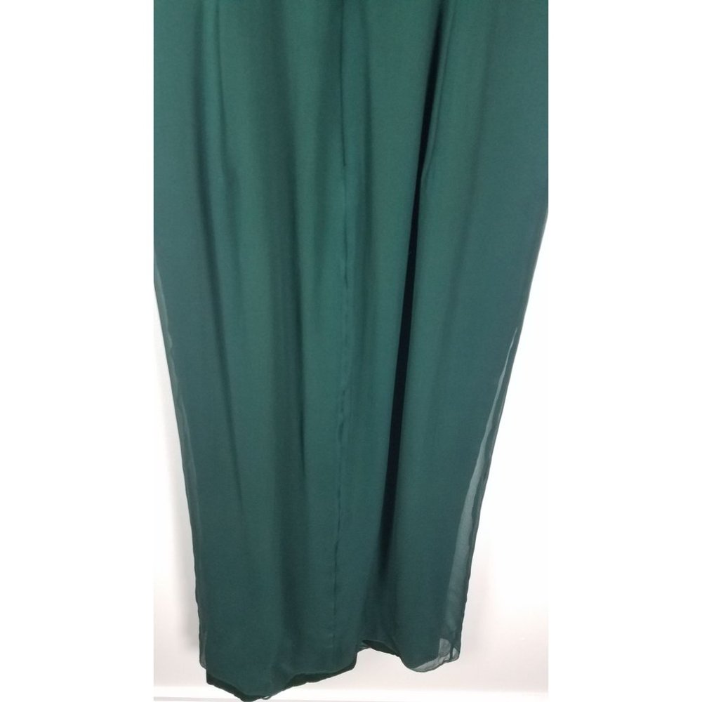 Vintage 80's Becky Bisoulis Sz. 4 Green Off The Shoulder Rose Long Formal Dress - Picture 11 of 11